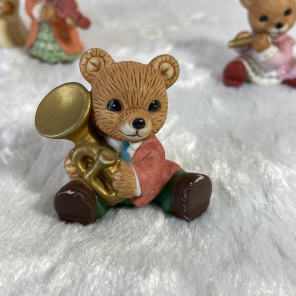 HOMCO #1422 Set of 5 Bear Musicians Porcelain Figurines Flute Trumpet Violin - Picture 3 of 9